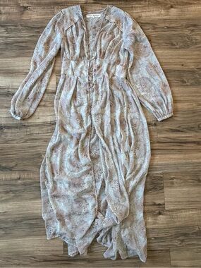 Free People Soft Cream & Blush Floral Maxi Dress